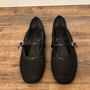 JustFab Black Mesh Flats
